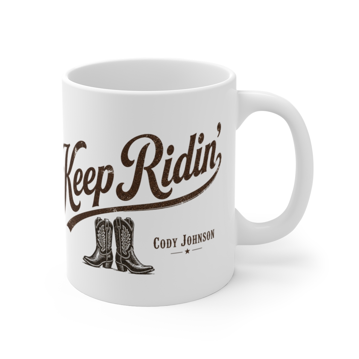 Cody Johnson "Keep Ridin" White Mug - Cody Johnson official Mugs & Drinkware merch